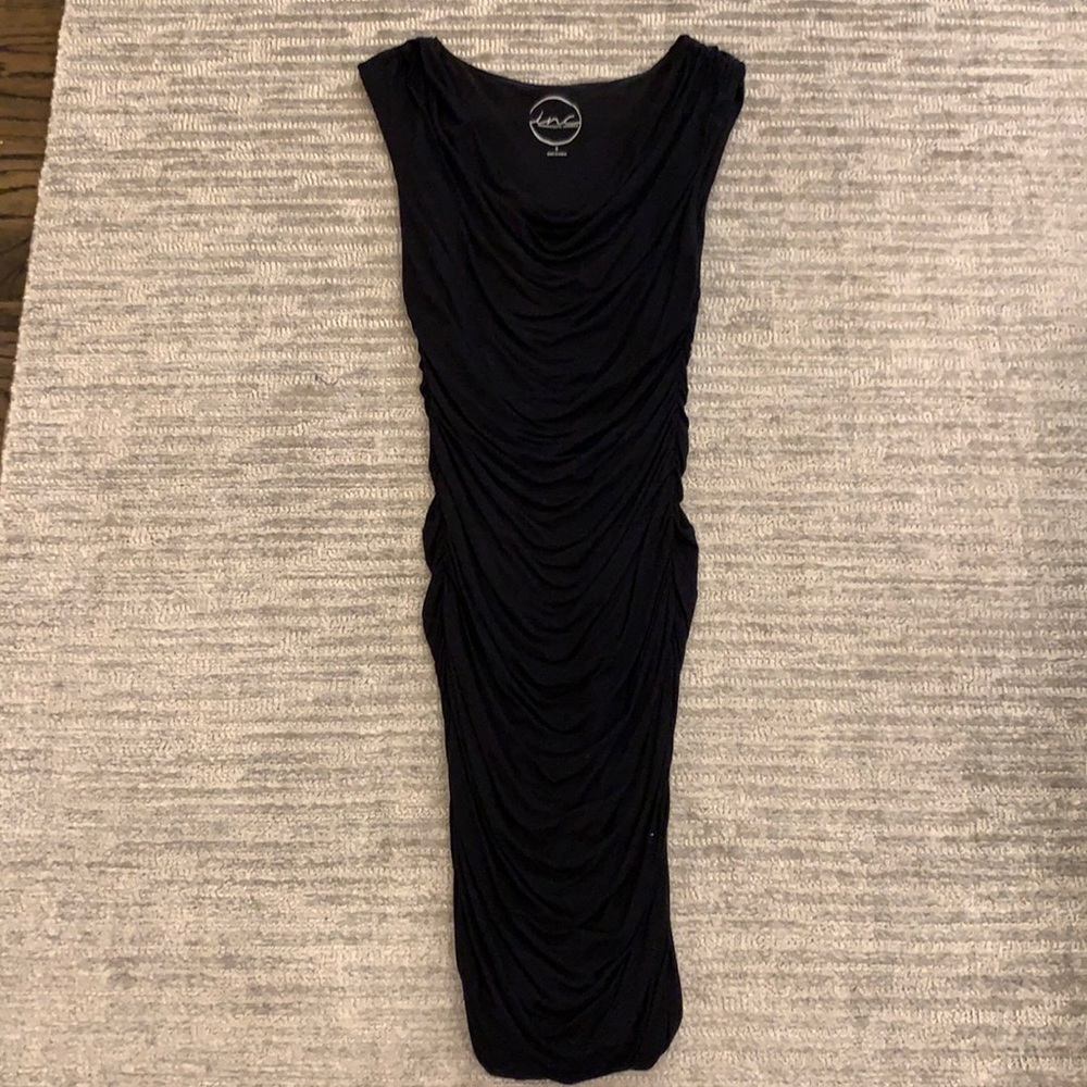INC Black Ruched Dress in Small